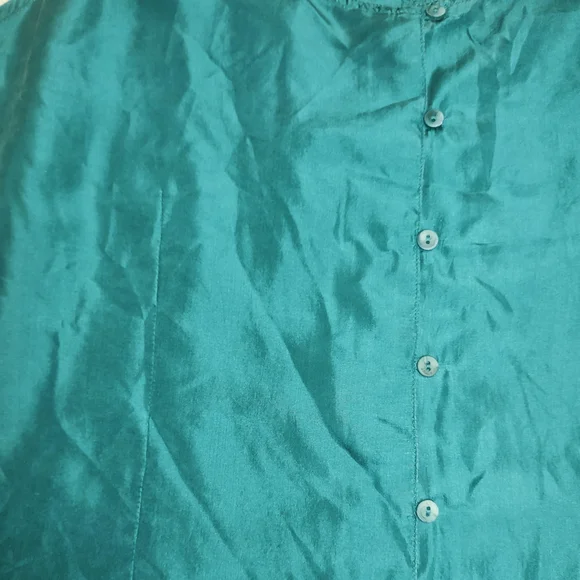 New York Studio Silk 100% Vintage 1990s Y2K Silk Evening Tank Top| Large| Teal - Picture 4 of 8